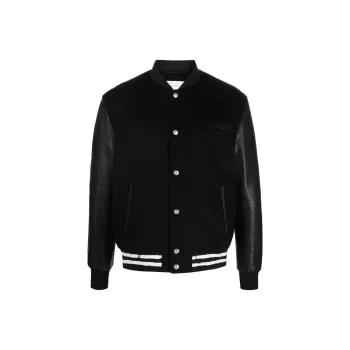 Alexander McQueen Logo Printed Buttoned Bomber Jacket