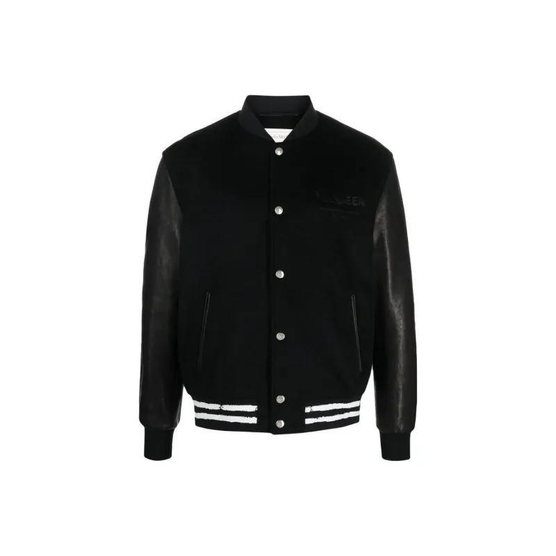 Alexander McQueen Logo Printed Buttoned Bomber Jacket-0