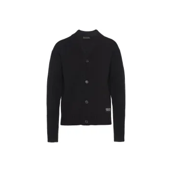 PRADA Logo Patch Knitted Cardigan