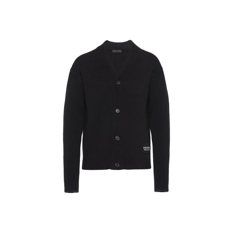 PRADA Logo Patch Knitted Cardigan-0