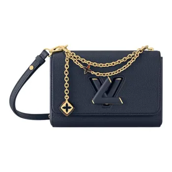LOUIS VUITTON TwistSLIM Cow Leather One Shoulder Handbag Medium Size Women's Marine Blue