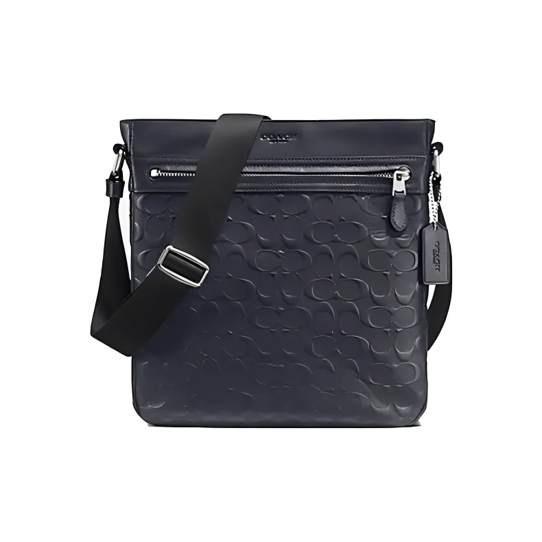 COACH Charles Leather Messenger Bag Shoulder Bag Crossbody Bag Medium Size Men's Blue Black-0
