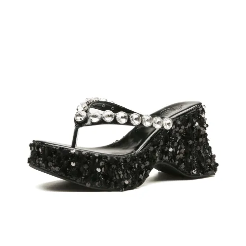 KATHRYN WILSON Rubber Sole Sequins Slip Resistant Flip Flops Women's