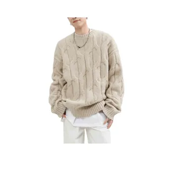 VESIBO Sweater Men's White Heather Gray