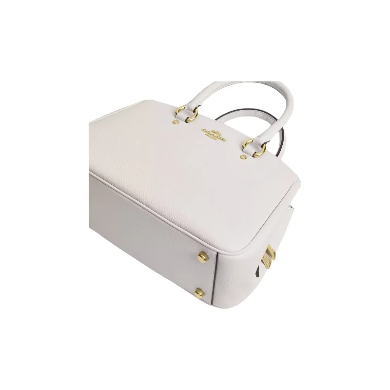 COACH Pebbled Leather Tote Bag, Shopping Bag, Shoulder Bag, Handbag Small Size Women's White-3