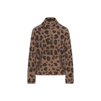 SKIMS FW24 Fake Day Collection COZY KNIT UNISEX QUARTER ZIP PULLOVER Sweatshirt Unisex LEOPARD PRINT/Leopard