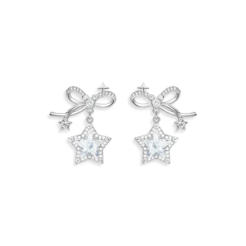 Disney Princess Zircon Stud Hoop Earrings Women's Silver