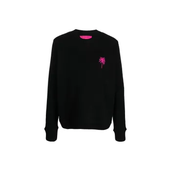 The Elder Statesman Palm-Tree Crewneck Jumper