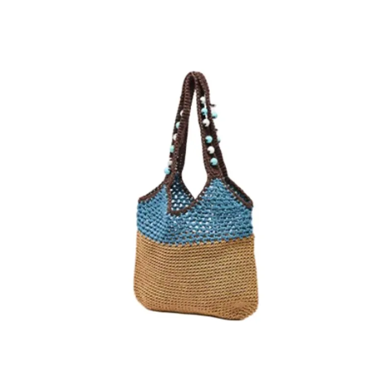 Three Blessings Woven Material Handbag, Shoulder Bag Medium Size Women's Multicolor-5
