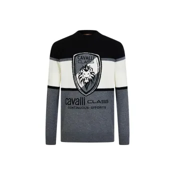 Cavalli Class Sweater Men's Black Gray