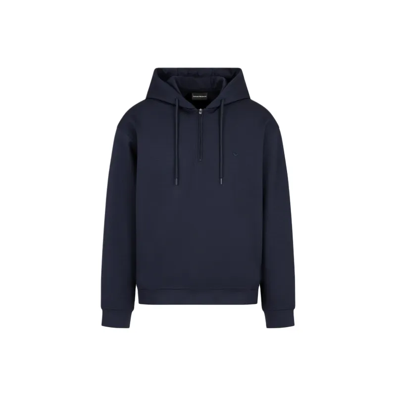 EMPORIO ARMANI Logo Embroidered Half Zip Hoodie-0