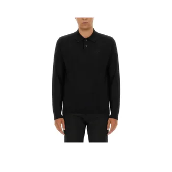 A.P.C Jacob Logo Embroidered Knitted Polo Shirt