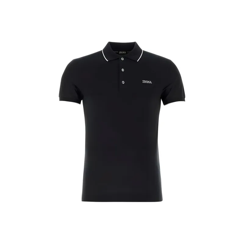 Zzegna Logo Embroidered Short Sleeved Polo Shirt-0