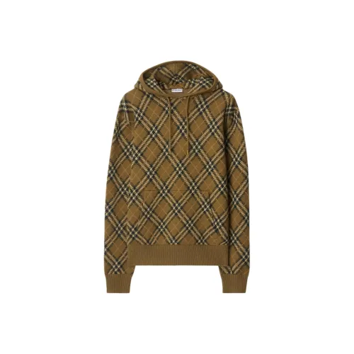 Burberry Checked Drawstring Knitted Hoodie
