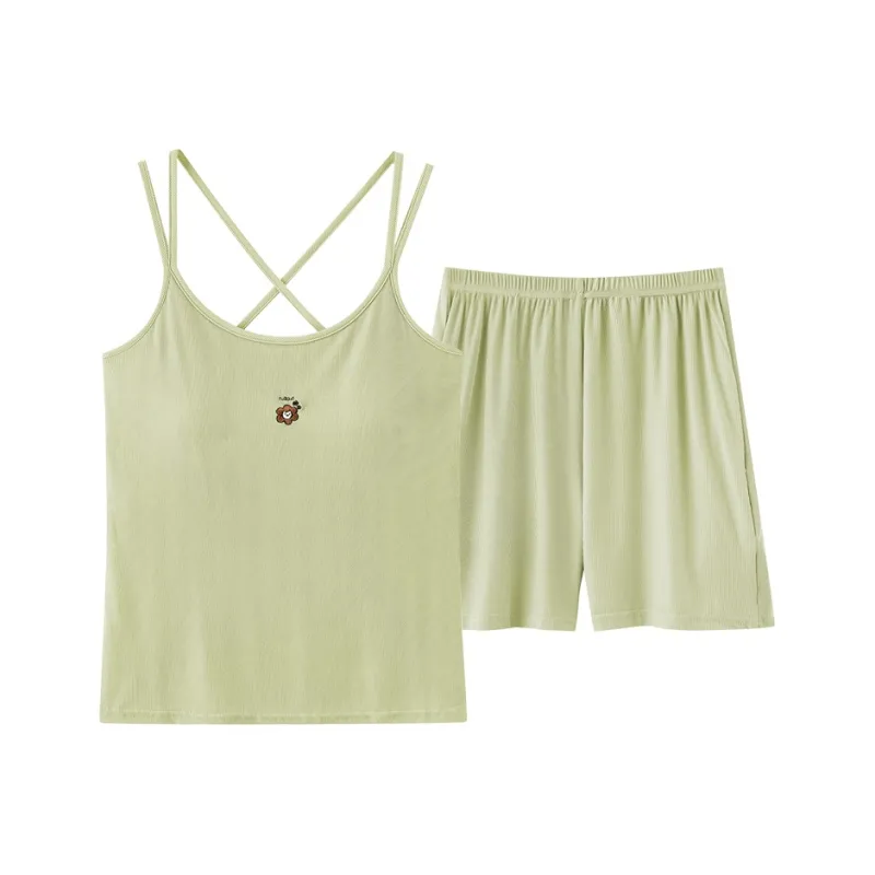 XIAFENYAN Pajama Set Women's Fruit Green-0