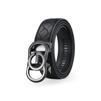 FORTEI Cow Leather Leather Belts Men's Matte Black 3.5CM Gift Box Set