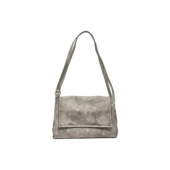 Three Blessings PU Shoulder Bag Medium Size Women's Black Gray/Ivory White