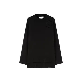 JIL SANDER Floral appliqué Crew neck Wool Jumper