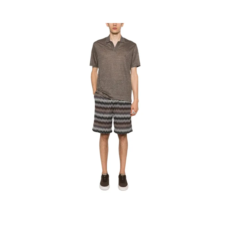 Ermenegildo Zegna Short sleeve Linen Polo Shirt-5
