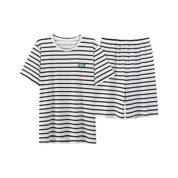 Close fitting Areas Pajama Set Men's White