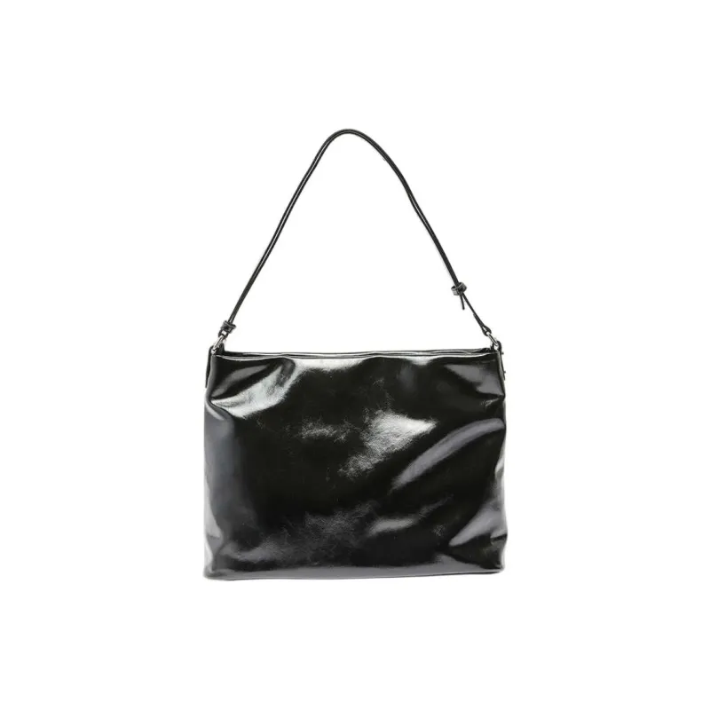 Three Blessings PU Tote Bag, Shopping Bag, Shoulder Bag Medium Size Women's Black-2