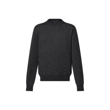 LOUIS VUITTON Monogram Embellished Wool Evening Crewneck