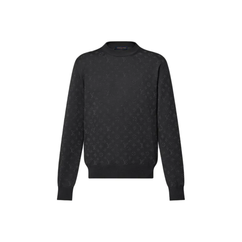 LOUIS VUITTON Monogram Embellished Wool Evening Crewneck-0