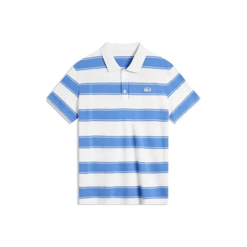 LiNing Sports Lifestyle Collection Sports Trendy Collection Polo Shirt Men's Ivory With Rainbow Blue Stripe Pattern