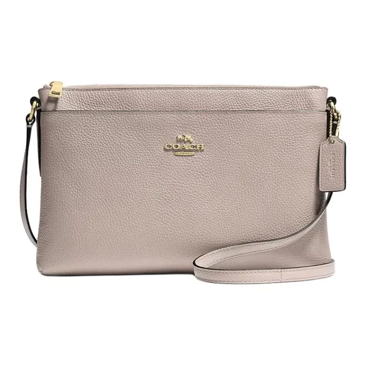 COACH Leather Crossbody Bag Shoulder Bag Medium Size Women's Light Gold & Grey Birch-1