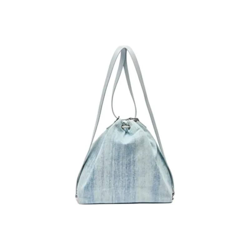 Three Blessings Denim Backpack Medium Size Women's Light Blue/Dark Blue-2