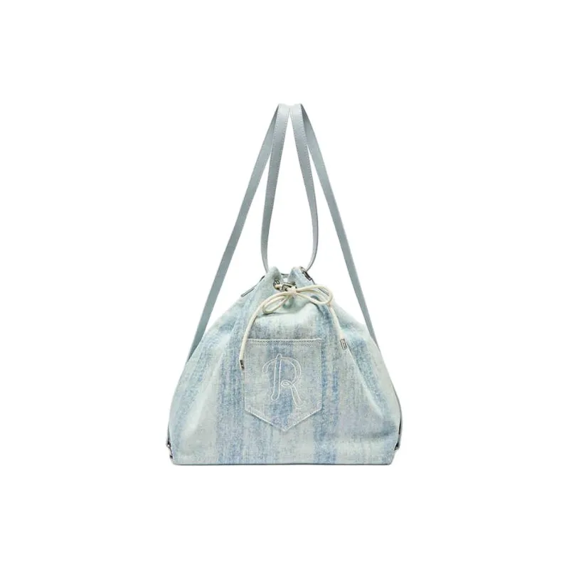 Three Blessings Denim Backpack Medium Size Women's Light Blue/Dark Blue-0