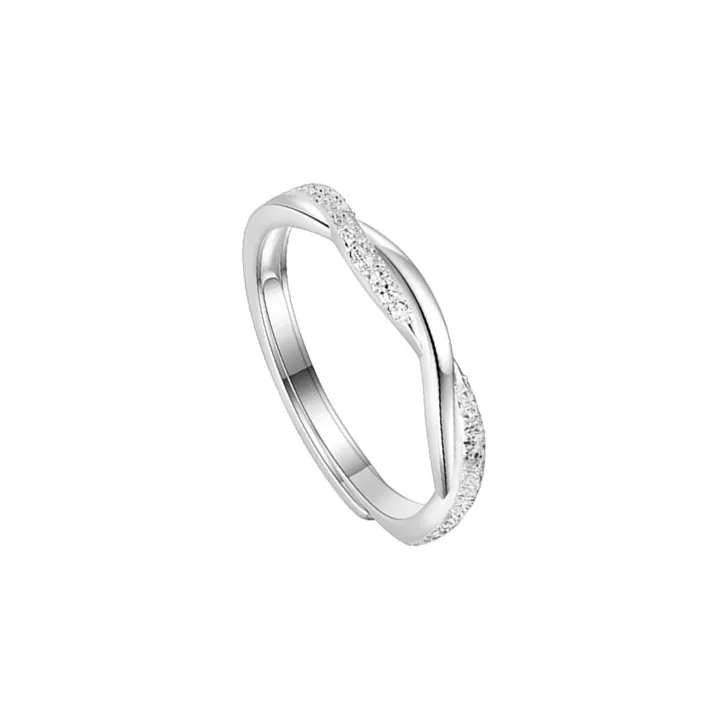MGS 999 Fine Silver Cool Refined Niche Design Girlfriend Students Plain Band Luck Adjustable Opening Unisex-5