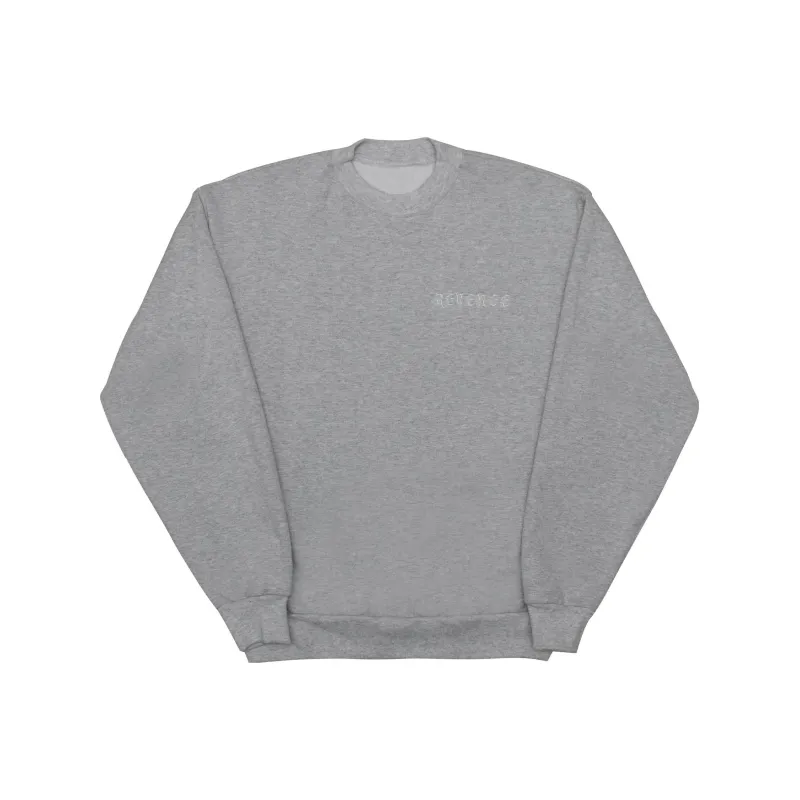 Revenge EMBROIDERED MAGDALEN GREY CREWNECK Sweater Unisex Gray-0