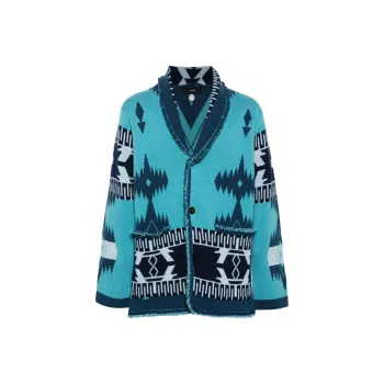 Alanui Icon Pattern Jacquard Fringed Detailed Cardigan