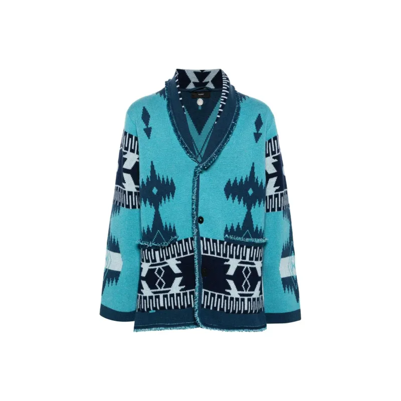 Alanui Icon Pattern Jacquard Fringed Detailed Cardigan-0