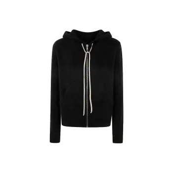RICK OWENS Zip Up Drawstring Hooded Cardigan