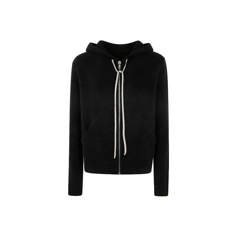 RICK OWENS Zip Up Drawstring Hooded Cardigan-0