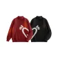 [Spring Fall Thin]Burgundy (M02 Large Fleece Heart Bottom Left)+Black (M02 Large Fleece Heart Bottom Right)