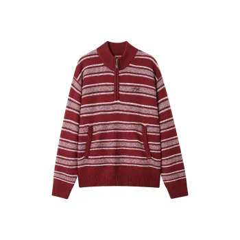 WULISHAONIAN American Vintage Stripes Loose Fit Sweater Pullover For Fall And Winter Unisex