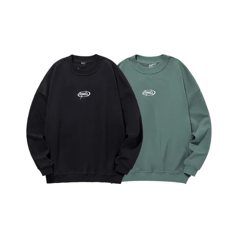 GUKUUL Reversible Letter Print Crew Neck Pullover Sweatshirt Unisex-9
