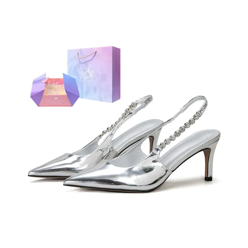 MABEL&CO Slim Heel High Heels 7cm Women's Silver-1