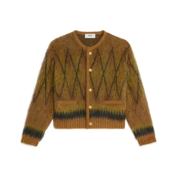 CELINE Cardigan Jacket In Brushed Argyle Mohair