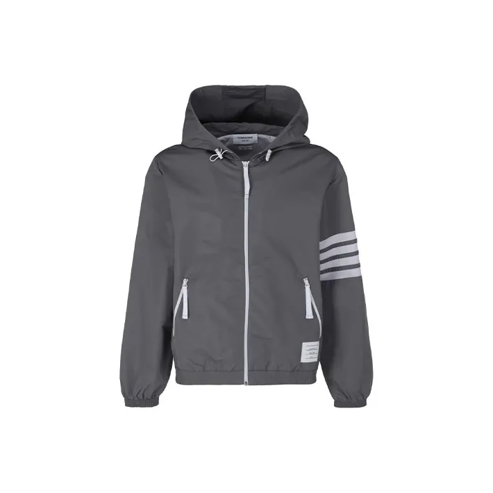THOM BROWNE Ripstop Mesh 4 Bar Hooded Zip Up Jacket-0