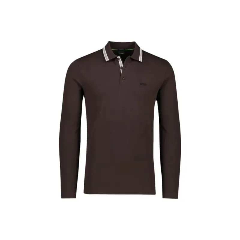 HUGO BOSS Logo Embroidered Long Sleeved Polo Shirt-0