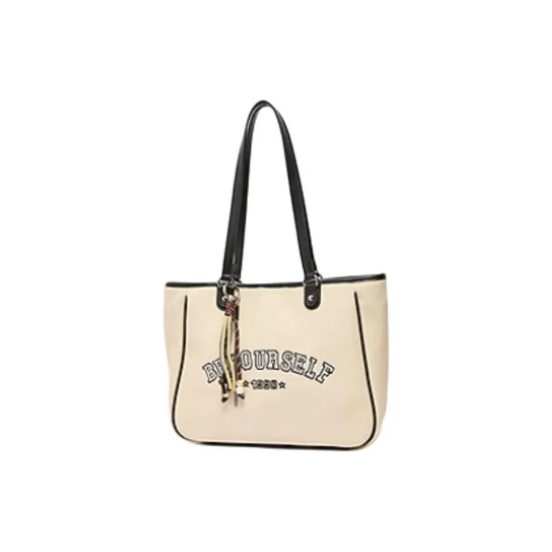 Three Blessings PU Tote Bag, Shopping Bag, Shoulder Bag Medium Size Women's Brown/Black-10