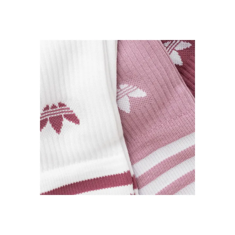 Adidas Originals Mid Calf Socks Unisex 3 Pack White/Magical Purple Red/Dark Red-2
