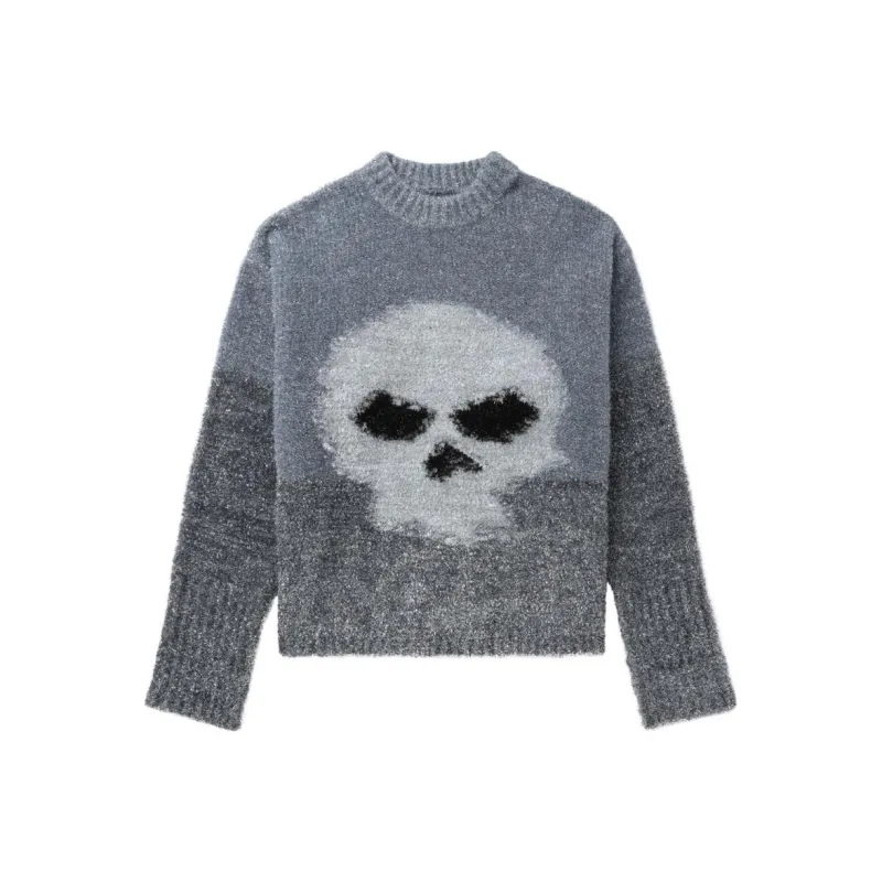 ERL Glitter Skull Intarsia Pullover-0