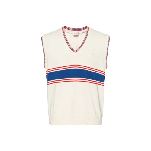 CELINE Triomphe V neck Sweater In Striped Wool