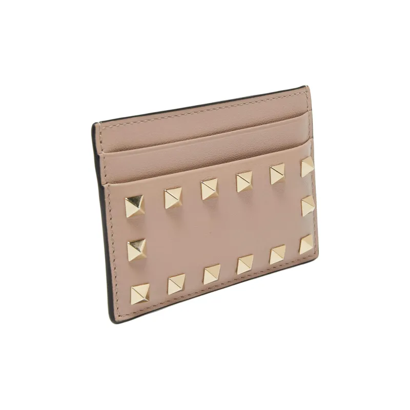 Valentino Calfskin Card Holder, Wallet Women's Pink-1