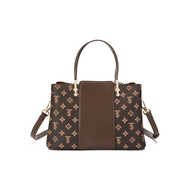 ST&SAT PVC Mom Bag, Shoulder Bag, Crossbody Bag, Handbag Women's Milk Apricot/dark Coffee-8